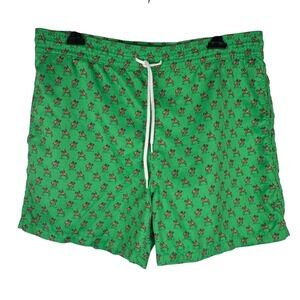Polo Ralph Lauren Swim Trunks Mens S Green All Over Polo Player Print Lined Vtg